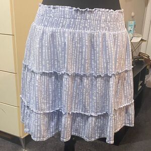 Mud Pie Blue and White Tiered Skirt Size Medium